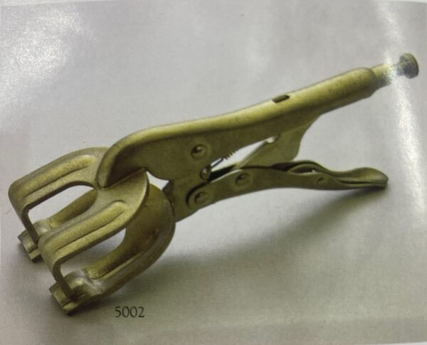 Locking welding clamp pliers with deep throat U-shaped jaws and self-grip for sheet metal