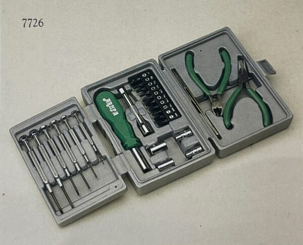 Multi-tool hobby tool set in foldable plastic case