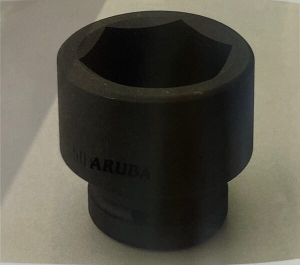 Heavy-duty 1 inch drive impact sockets with industrial finish arranged in metric sizes